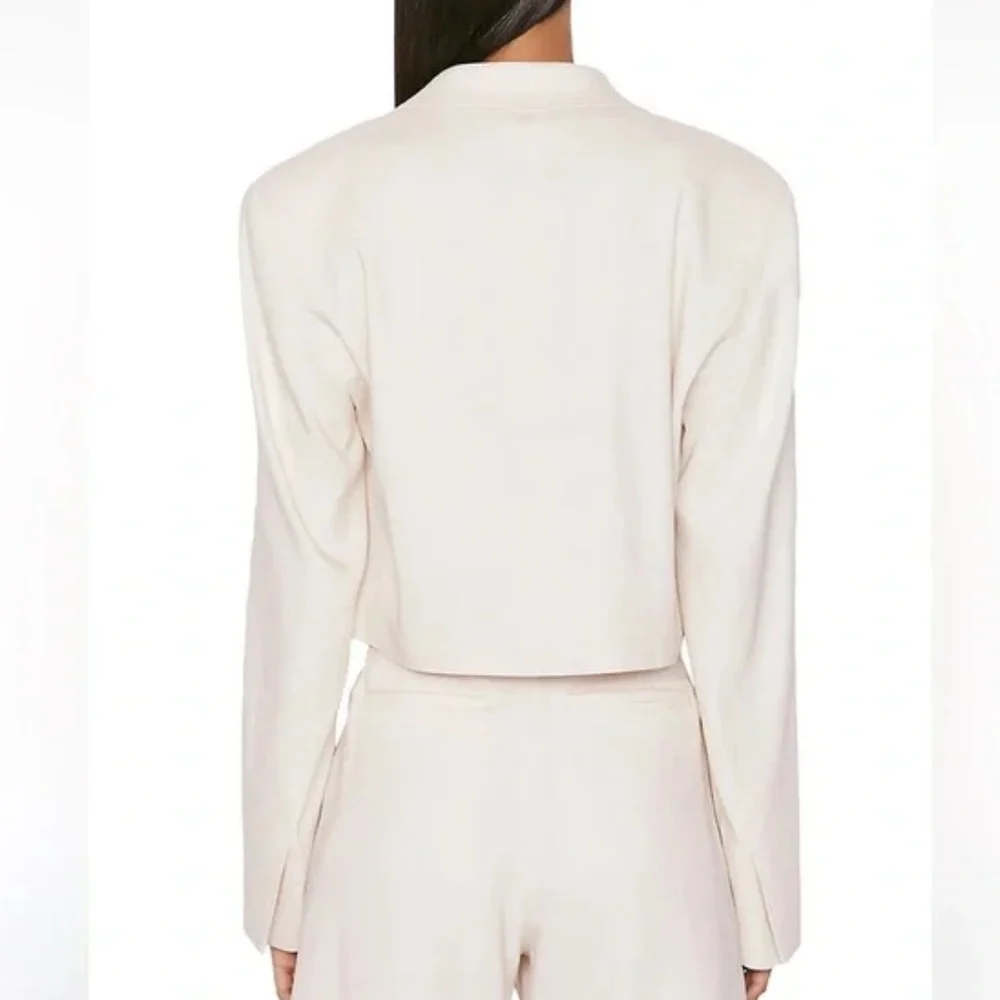 Frame Clean Cropped Blazer (cream/beige) linen blend Size L - Picture 2 of 4